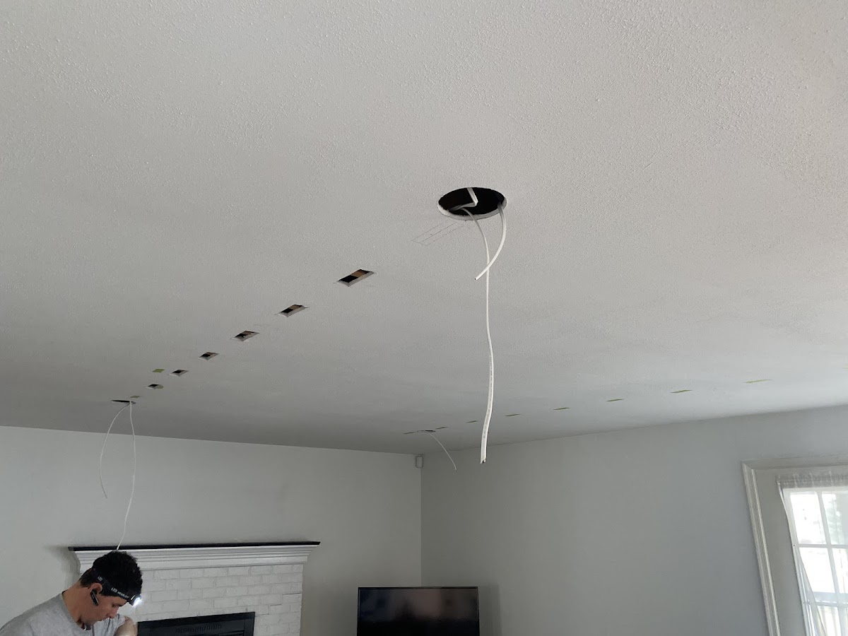 Recessed lighting installation in progress