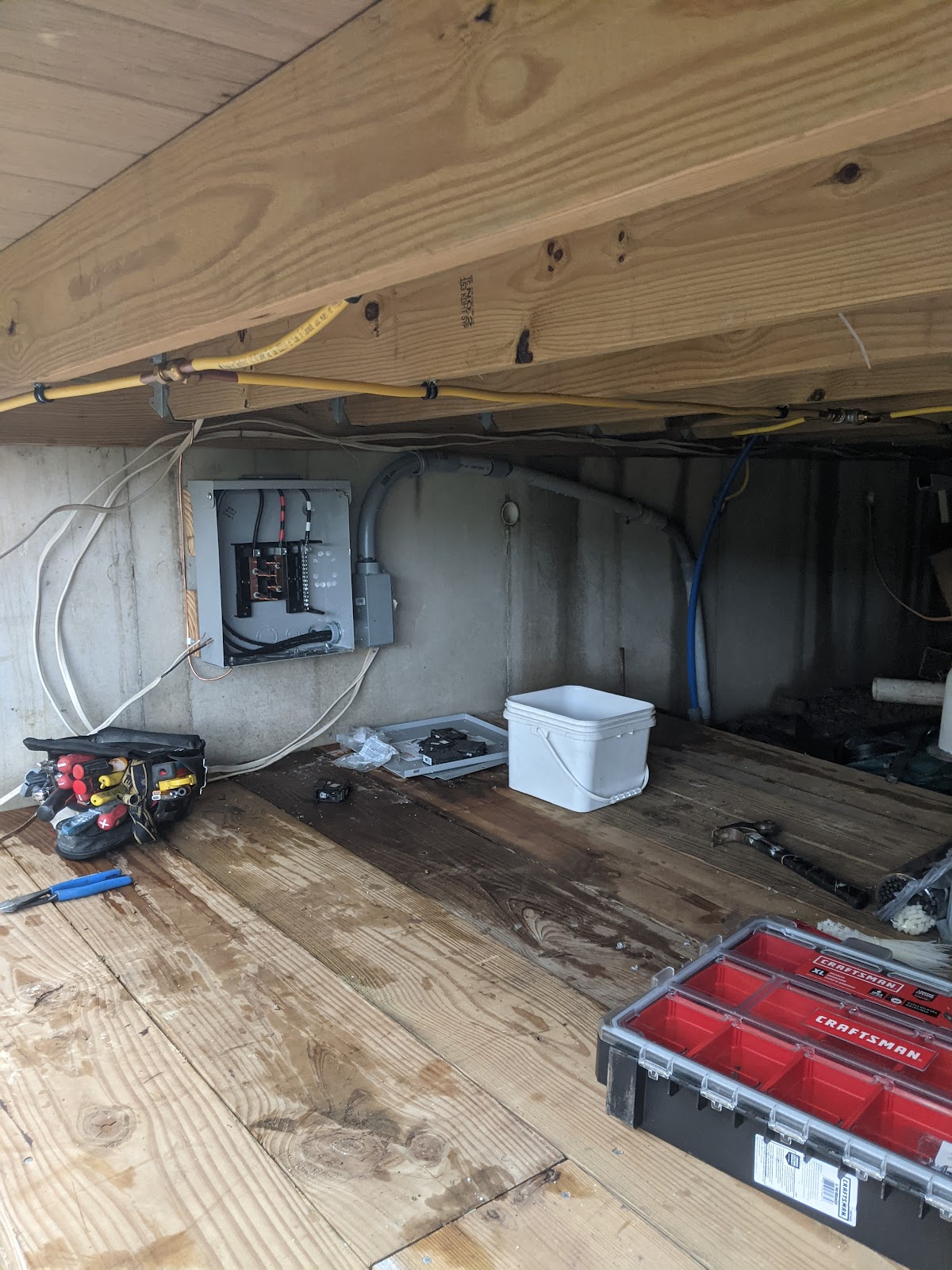 Crawl space electrical panel work